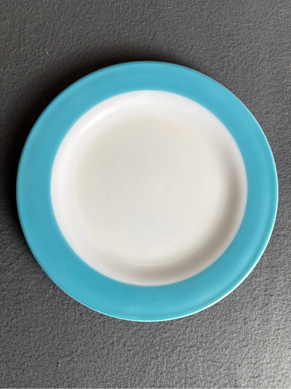 Vintage 50s Pyrex Aqua Turquoise Wide Band 10” Dinner Plates Set Of 2 Milk Glass